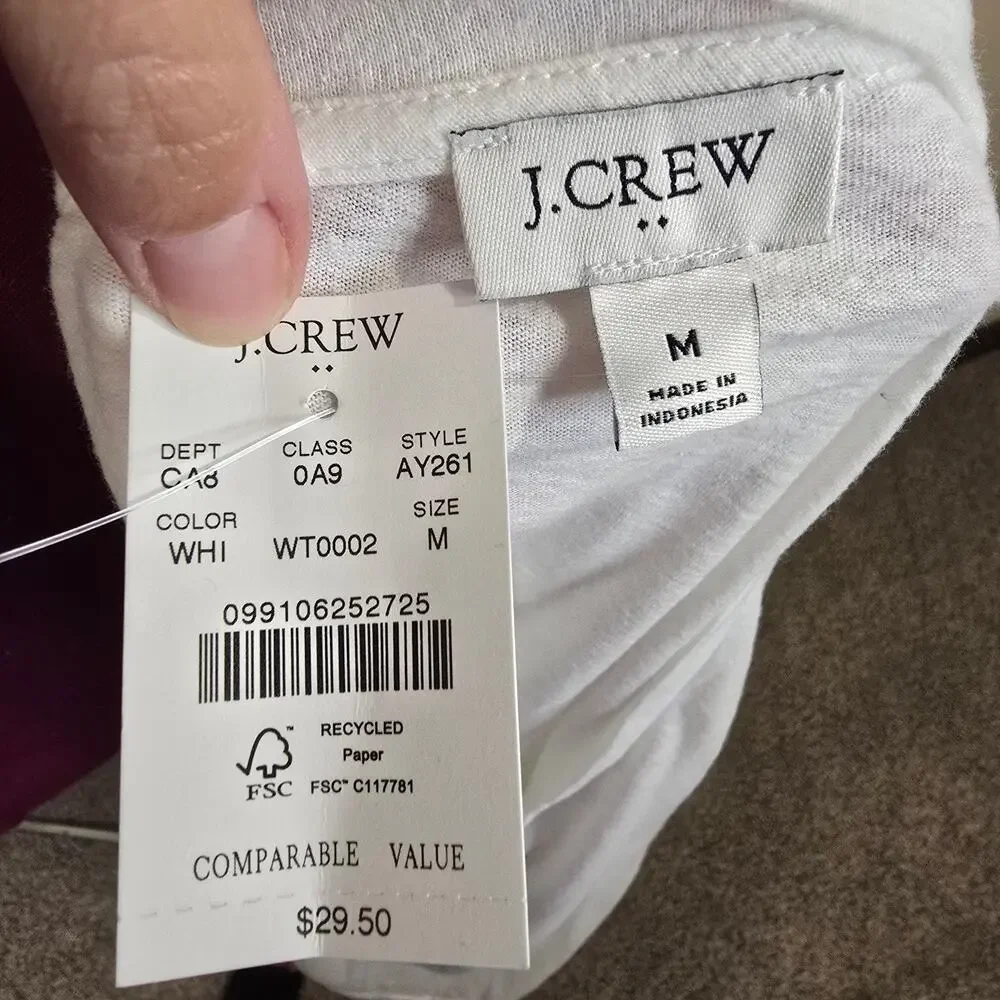 NEW NWT Women's J. Crew White Lightweight V-Neck Tank Top | Size Medium